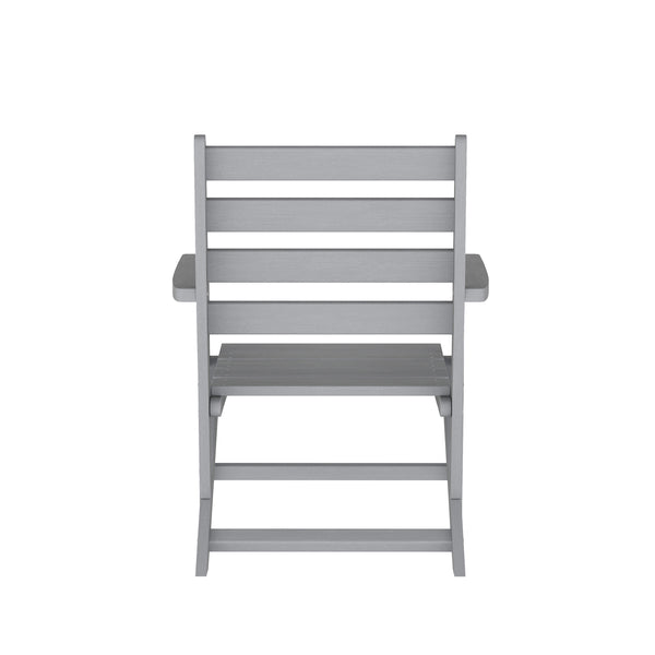 Gray |#| All-Weather Commercial Adirondack Dining Chair with Fold Out Cupholder - Gray