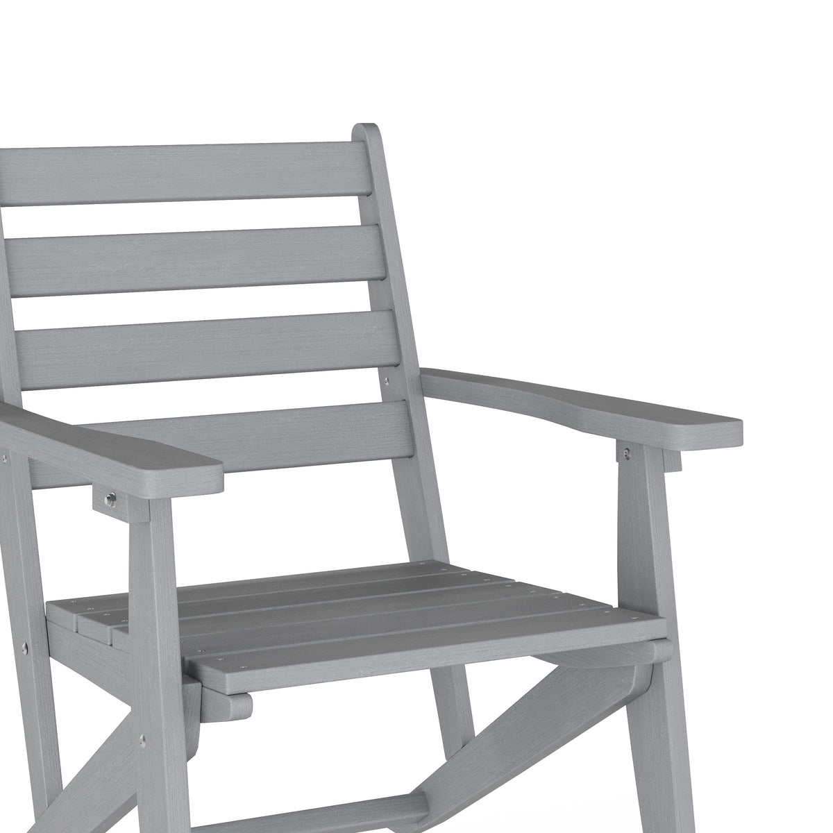 Gray |#| All-Weather Commercial Adirondack Dining Chair with Fold Out Cupholder - Gray