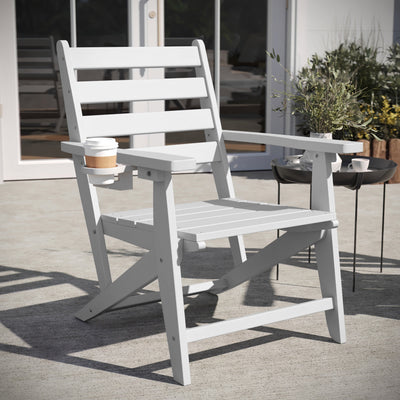 Tolleson Commercial Grade Adirondack Dining Chair with Fold Out Cup Holder, Weather Resistant Recycled HDPE Adirondack Chair - View 2