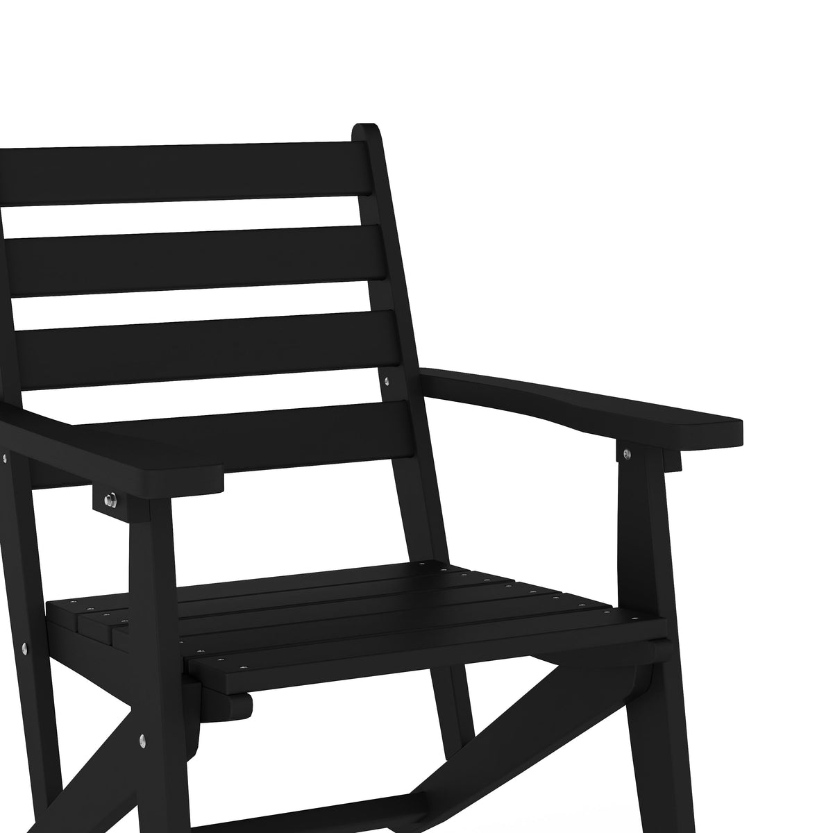 Black |#| All-Weather Commercial Adirondack Dining Chair with Fold Out Cupholder - Black