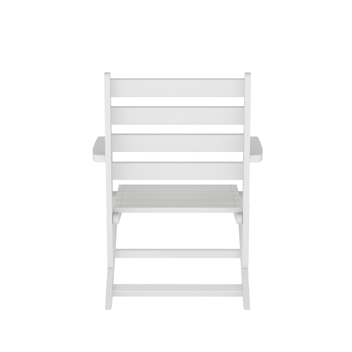 White |#| All-Weather Commercial Adirondack Dining Chair with Fold Out Cupholder - White
