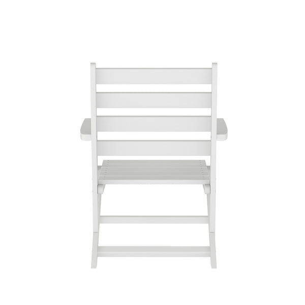 White |#| All-Weather Commercial Adirondack Dining Chair with Fold Out Cupholder - White