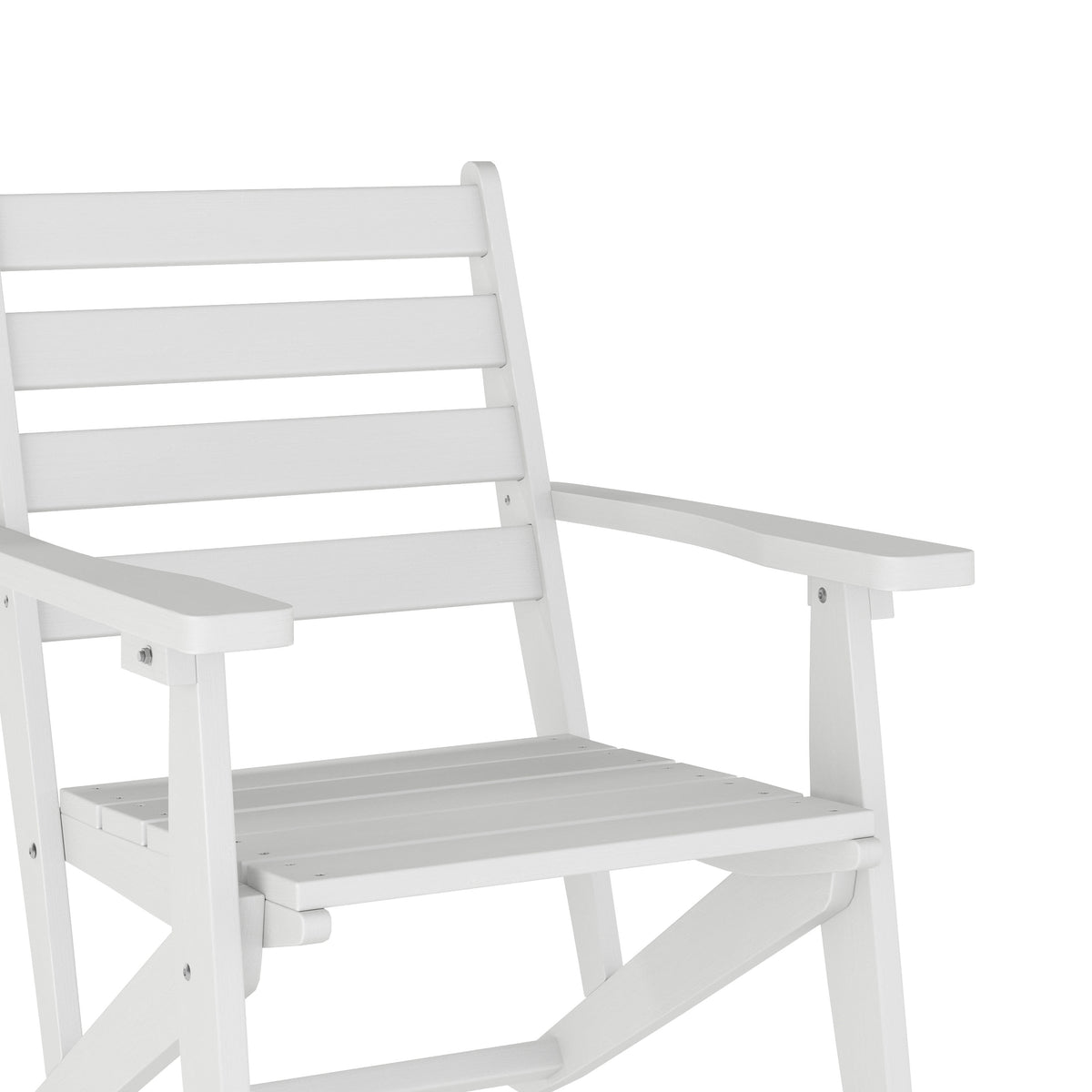 White |#| All-Weather Commercial Adirondack Dining Chair with Fold Out Cupholder - White