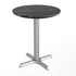 Black Faux Marble/Silver Base |#| Commercial All-Weather 24" Black Faux Marble HPL Tabletop with Silver X Base