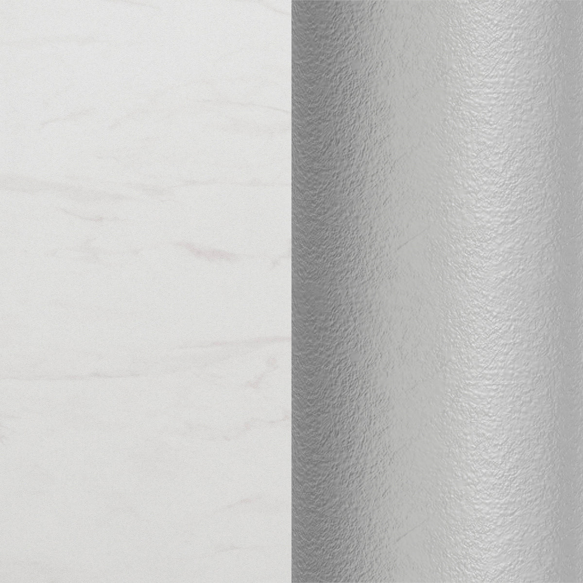 White Faux Marble/Silver Base |#| Commercial All-Weather 24" White Faux Marble HPL Tabletop with Silver RD Base