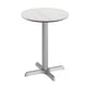 White Faux Marble/Silver Base |#| Commercial All-Weather 24" White Faux Marble HPL Tabletop with Silver X Base
