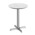White Faux Marble/Silver Base |#| Commercial All-Weather 24" White Faux Marble HPL Tabletop with Silver X Base