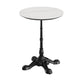 White Faux Marble/Black Base |#| Commercial All-Weather 24" White Faux Marble HPL Tabletop with Black Bistro Base