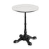 White Faux Marble/Black Base |#| Commercial All-Weather 24" White Faux Marble HPL Tabletop with Black Bistro Base