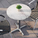 White Faux Marble/Silver Base |#| Commercial All-Weather 24" White Faux Marble HPL Tabletop with Silver X Base