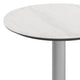 White Faux Marble/Silver Base |#| Commercial All-Weather 24" White Faux Marble HPL Tabletop with Silver X Base