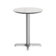 White Faux Marble/Silver Base |#| Commercial All-Weather 24" White Faux Marble HPL Tabletop with Silver X Base
