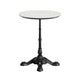 White Faux Marble/Black Base |#| Commercial All-Weather 24" White Faux Marble HPL Tabletop with Black Bistro Base