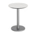White Faux Marble/Silver Base |#| Commercial All-Weather 24" White Faux Marble HPL Tabletop with Silver RD Base