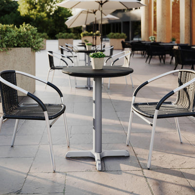 24" Round Commercial All-Weather Seamless Surface Tabletop with Crisscross Base - View 2
