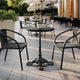 Black Faux Marble/Black Base |#| Commercial All-Weather 24" Black Faux Marble HPL Tabletop with Black Bistro Base