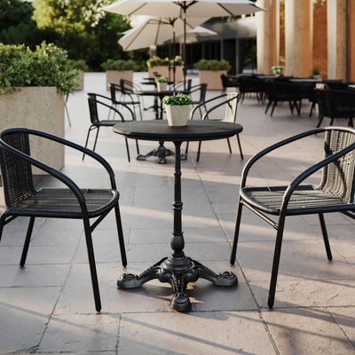 24" Round Commercial All-Weather Seamless Surface Tabletop with Bistro Base - View 2