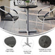 Black Faux Marble/Silver Base |#| Commercial All-Weather 24" Black Faux Marble HPL Tabletop with Silver X Base