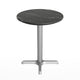 Black Faux Marble/Silver Base |#| Commercial All-Weather 24" Black Faux Marble HPL Tabletop with Silver X Base