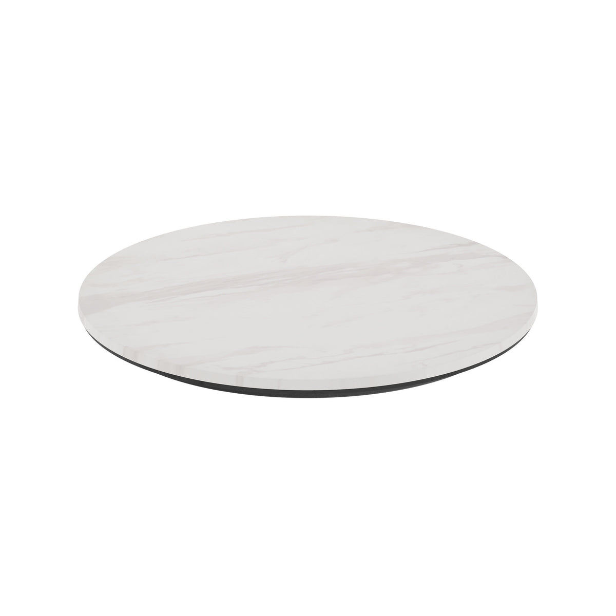 White Faux Marble |#| Commercial 24" RD HPL Wrapped Scratch and Stain Resistant Tabletop-Faux Marble