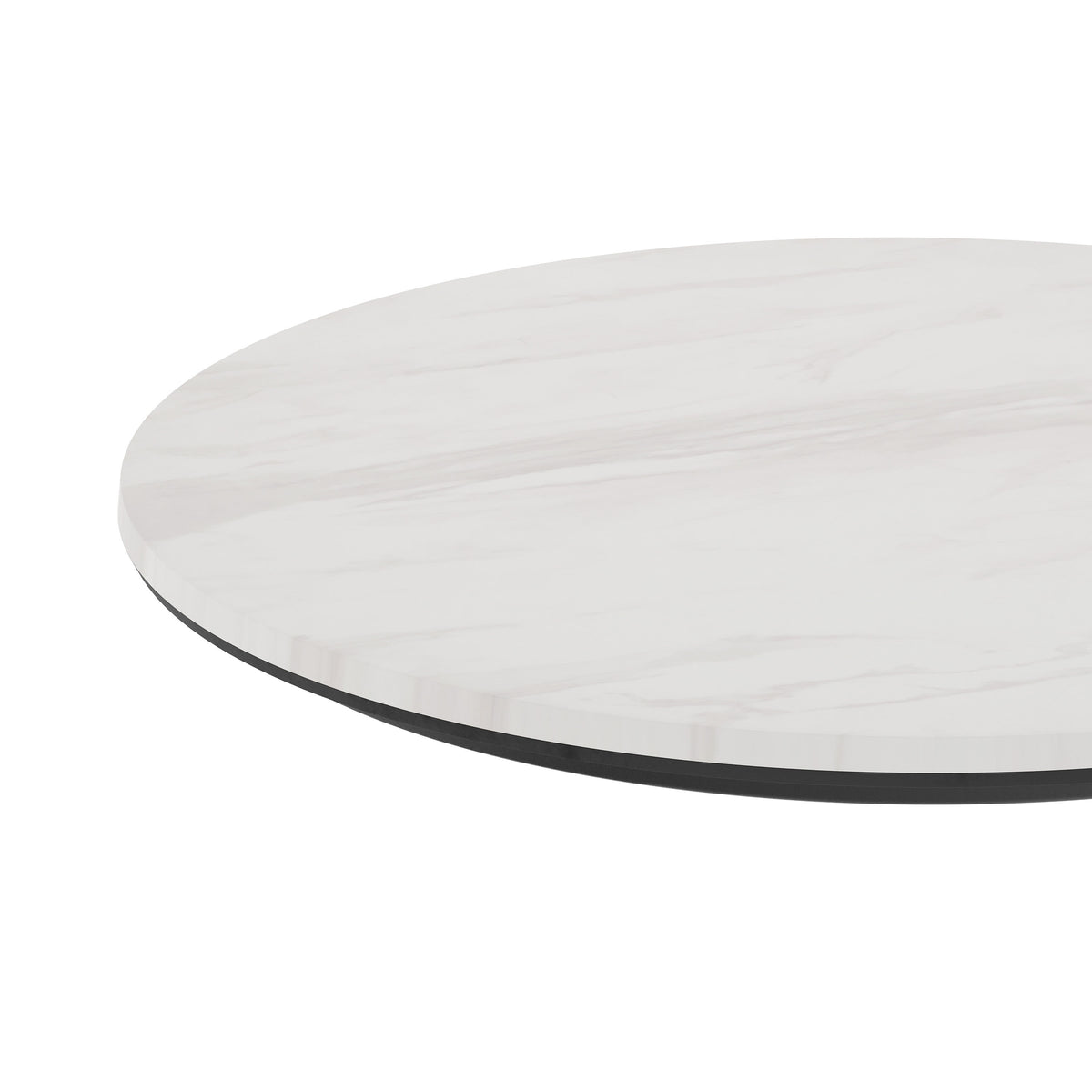 White Faux Marble |#| Commercial 24" RD HPL Wrapped Scratch and Stain Resistant Tabletop-Faux Marble