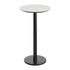 White Faux Marble/Black Base |#| Commercial 24" White Faux Marble HPL Tabletop with Black Bar Height RD Base