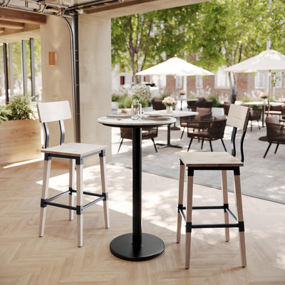 24" Round Commercial Seamless Surface Tabletop with Bar Height Base - View 2