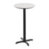 White Faux Marble/Black Base |#| Commercial 24" White Faux Marble HPL Tabletop with Black Bar Height X Base