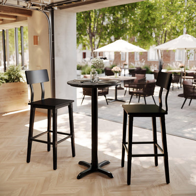 24" Round Commercial Seamless Surface Tabletop with Bar Height Crisscross Base - View 2