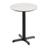 White Faux Marble/Black Base |#| Commercial 24" White Faux Marble HPL Tabletop with Black Table Height X Base