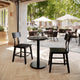 Black Faux Marble/Black Base |#| Commercial 24" Black Faux Marble HPL Tabletop with Black Table Height RD Base