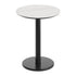 White Faux Marble/Black Base |#| Commercial 24" White Faux Marble HPL Tabletop with Black Table Height RD Base