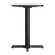 White Faux Marble/Black Base |#| Commercial 24" White Faux Marble HPL Tabletop with Black Table Height X Base