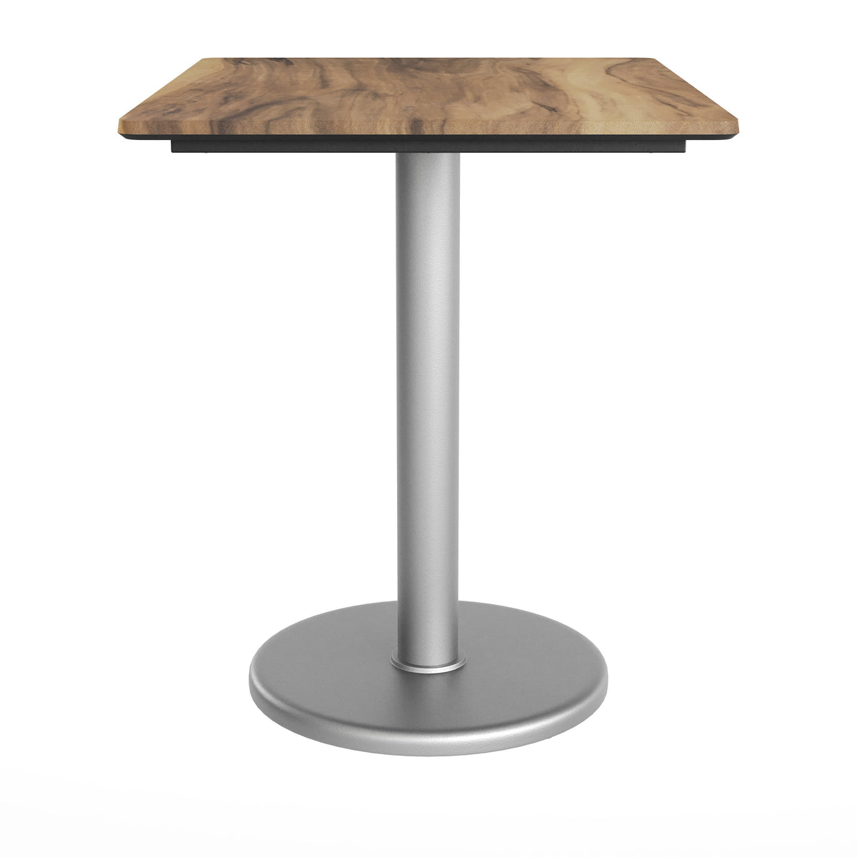 Natural/Silver Base |#| Commercial All-Weather 24x30 Natural HPL Tabletop with Silver RD Base