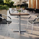 Dark Brown/Silver Base |#| Commercial All-Weather 24x30 Dark Brown HPL Tabletop with Silver X Base