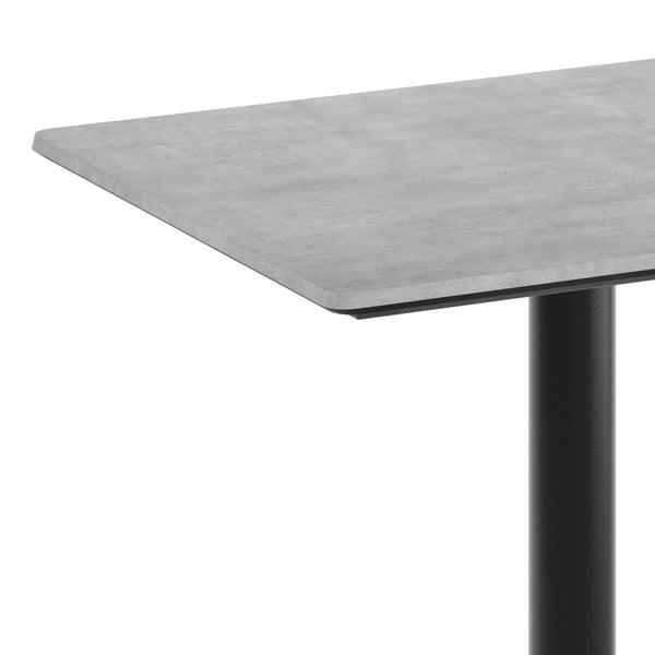 Gray Faux Concrete/Black Base |#| Commercial 30x24 Gray Faux Concrete HPL Tabletop with Black Bar Height X Base