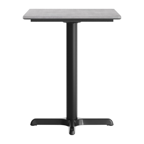 Gray Faux Concrete/Black Base |#| Commercial 30x24 Gray Faux Concrete HPL Tabletop with Black Table Height X Base