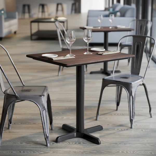 Dark Brown/Black Base |#| Commercial 30x24 Dark Brown HPL Tabletop with Black Table Height X Base