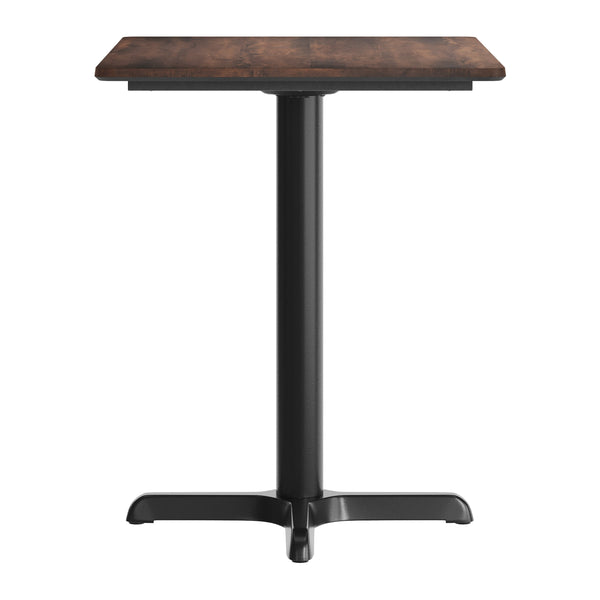 Dark Brown/Black Base |#| Commercial 30x24 Dark Brown HPL Tabletop with Black Table Height X Base