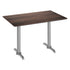 Dark Brown/Silver Base |#| Commercial All-Weather 48x30 Dark Brown HPL Tabletop with Silver T Bases