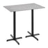 Gray Faux Concrete/Black Base |#| Commercial 48x30 Gray Faux Concrete HPL Tabletop with Black Bar Height X Base