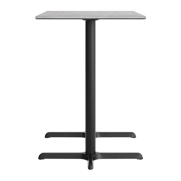 Gray Faux Concrete/Black Base |#| Commercial 48x30 Gray Faux Concrete HPL Tabletop with Black Bar Height X Base