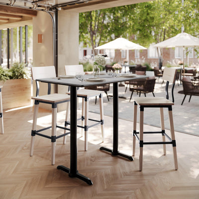 30" x 48" Commercial Seamless Surface Tabletop with Bar Height Dual T Bases - View 2