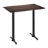 Dark Brown/Black Base |#| Commercial 48x30 Dark Brown HPL Tabletop-Black Bar T-Bases
