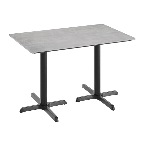Gray Faux Concrete/Black Base |#| Commercial 48x30 Gray Faux Concrete HPL Tabletop with Black Table Height X Base