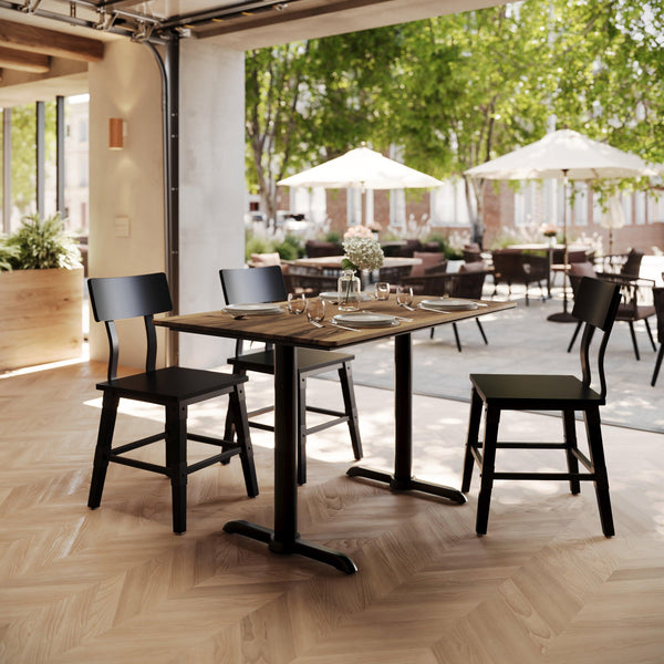 Natural/Black Base |#| Commercial 48x30 Natural HPL Tabletop-Black Table T-Bases