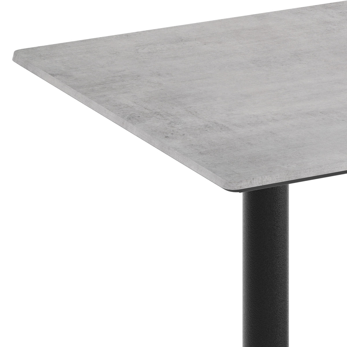 Gray Faux Concrete/Black Base |#| Commercial 48x30 Gray Faux Concrete HPL Tabletop with Black Table Height X Base