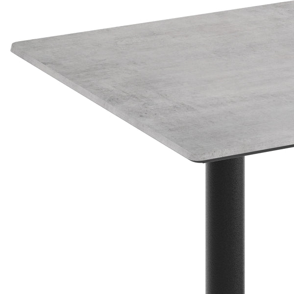 Gray Faux Concrete/Black Base |#| Commercial 48x30 Gray Faux Concrete HPL Tabletop with Black Table Height X Base