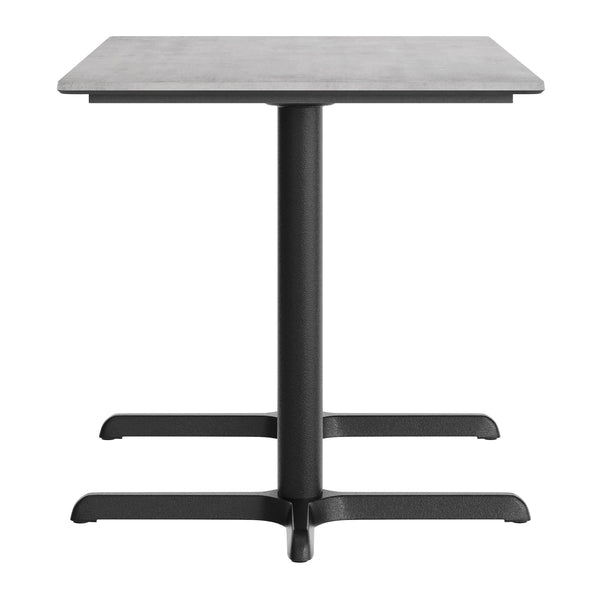 Gray Faux Concrete/Black Base |#| Commercial 48x30 Gray Faux Concrete HPL Tabletop with Black Table Height X Base