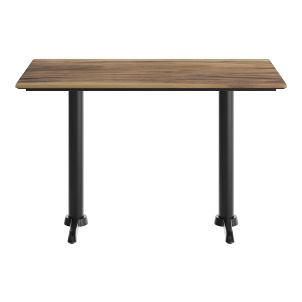 Natural/Black Base |#| Commercial 48x30 Natural HPL Tabletop-Black Table T-Bases